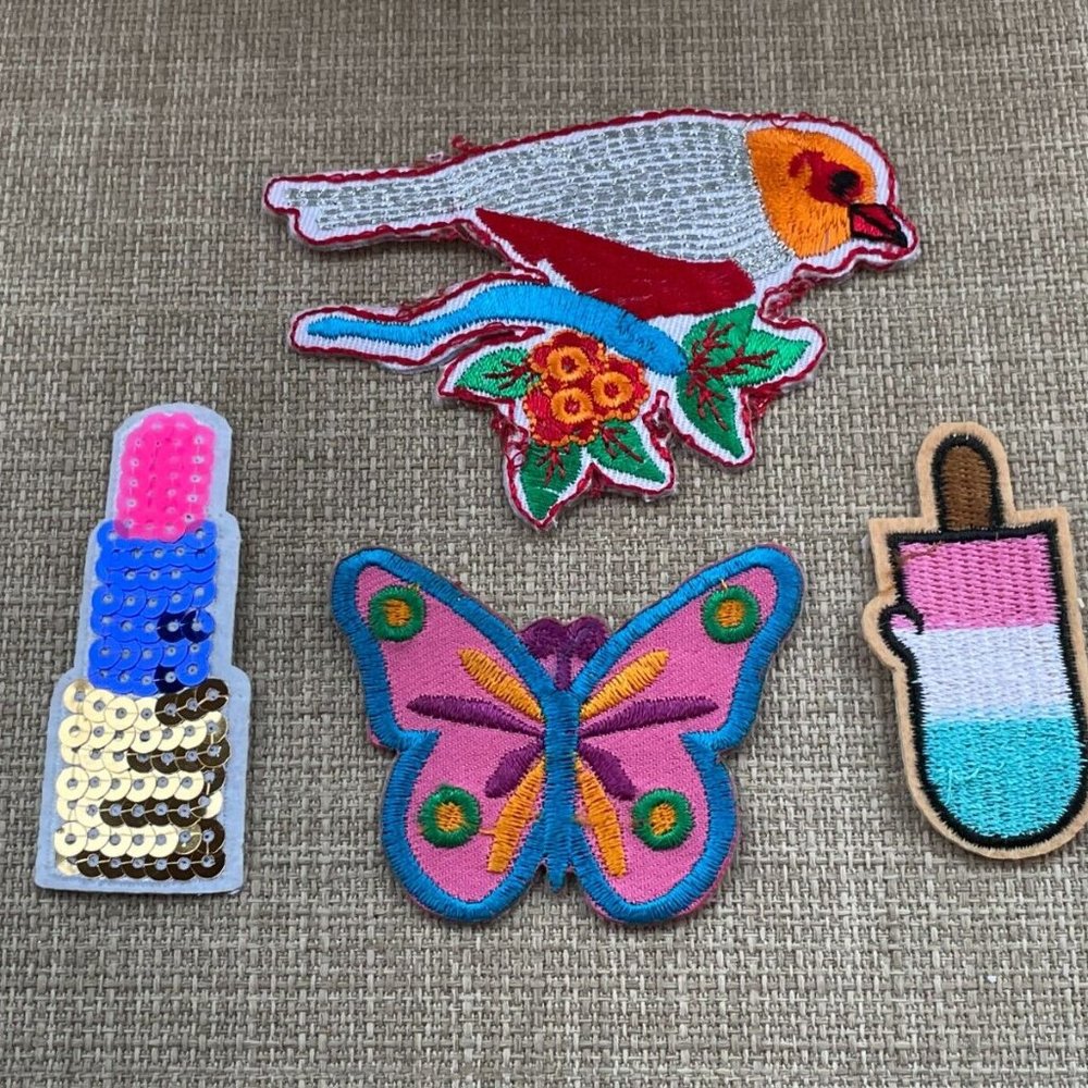 Embroidery Patches Iron On Multi Color for Clothes Craft Accessories Lot of 4